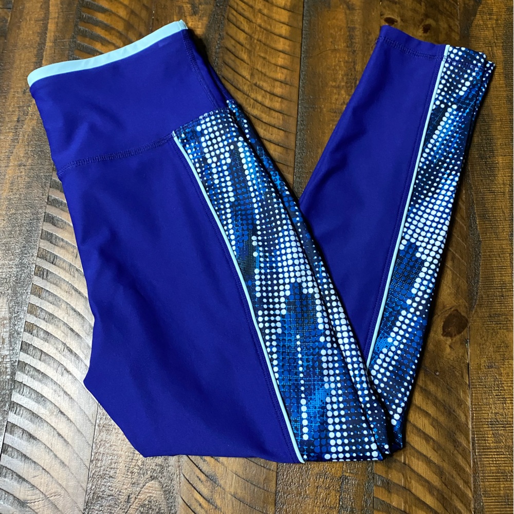 Xersion Womens Blue Patterned Athletic Leggings Sz M